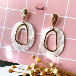 Double Layers Shell Toned Acrylic Alloy Earrings